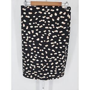 Philosophy Republic womens Sz 2 Knee Length Pencil Skirt Black Beige White Dots